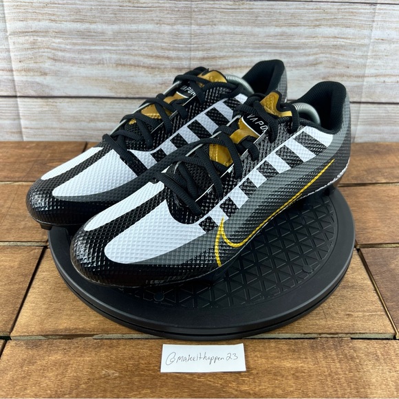 Nike Vapor Edge Speed 360 Black Metallic Gold Football Cleats - Picture 2 of 8